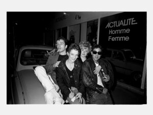 Mick Jones, Futura 2000 et Corinne Marienneau bassiste de TELEPHONE . Le 25 Septembre 1981